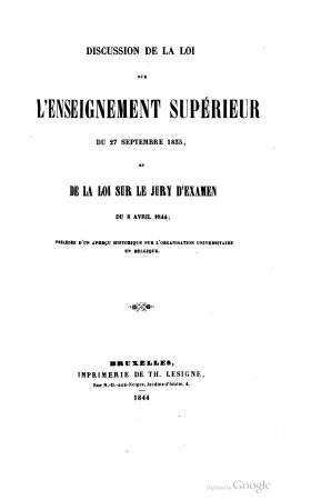 <p style=padding: 1.5em><em>Source Universiteitsbibliotheek Gent/Bibliothèque de l’Université de Gand, BIB.197L007</em></br><p>
Document numérisé <a href=" /wp-admin/post.php?post=6001&action=edit ">consultable ici</a>.
<p><strong>The 1835 law still governs the Belgian organization of higher education at the beginning of the war. </strong></p>