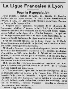 <em>Source gallica.bnf.fr / Bibliothèque nationale de France</em>
<br><br>
<strong>Charles Jacquier poursuit ses prises de paroles sur la question de la natalité et de son lien avec la victoire et la reconstruction de la France durant toute la guerre. Ici un exemple en 1917.</strong>