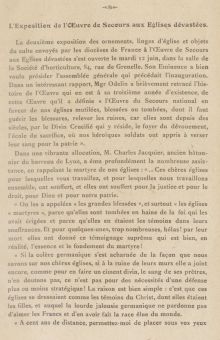 <em>Source gallica.bnf.fr / Bibliothèque nationale de France</em>
<br><br>
<strong>Dans sa défense de la France comme fille aînée de l'Eglise, un des grands chevaux de bataille de Charles Jacquier pendant toute la guerre est le sort des églises et cathédrales détruites par les Allemands, plus haut symbole pour lui de la barbarie allemande.</strong>